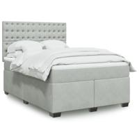 Boxspring met matras fluweel lichtgrijs 140x190 cm - thumbnail