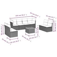 9-delige Loungeset met kussens poly rattan beige - thumbnail