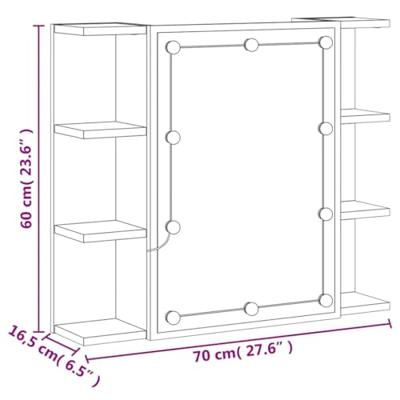 Spiegelkast met LED-verlichting 70x16,5x60 cm zwart