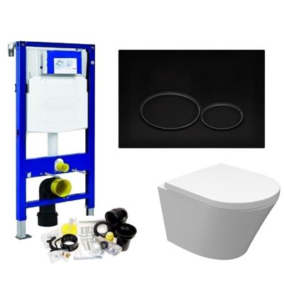 Geberit UP320 Toiletset 37 Aqua Splash Vesta Junior Rimless 47 cm Met Matzwarte Drukplaat