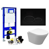 Geberit UP320 Toiletset 37 Aqua Splash Vesta Junior Rimless 47 cm Met Matzwarte Drukplaat - thumbnail