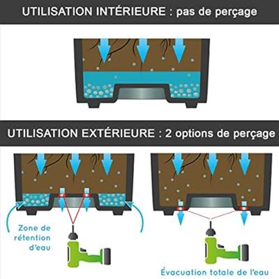 Vierkante bloempot, 30 cm hoog - EDA - Volcania Up - 36 L - Binnen/buiten - 29,5 x 29,5 x H49,5 cm - Antracietgrijs