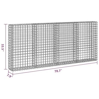 VidaXL Schanskorfmuur met deksels 200x20x85 cm gegalvaniseerd staal