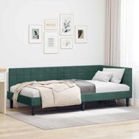 Hoekbedframe met hoofdeinde Donkergroen 100 x 200 cm Fluweel - thumbnail