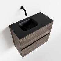 MONDIAZ ADA 60cm toiletmeubel dark brown. LEX wastafel urban links zonder kraangat - thumbnail