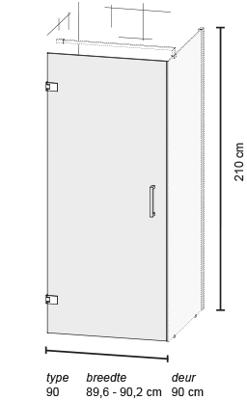 Bruynzeel Lector Draaideur voor lector inloopdouche 90 cm