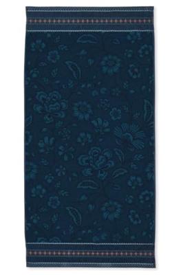 Pip Studio Pip Studio Jasmin Jacquard douchelaken Donkerblauw 70x140 cm