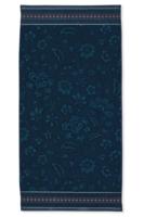 Pip Studio Pip Studio Jasmin Jacquard douchelaken Donkerblauw 70x140 cm - thumbnail