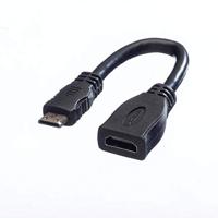 VALUE Monitorkabel HDMI High Speed met Ethernet, HDMI Female - Mini HDMI Male, 0,15 m - thumbnail