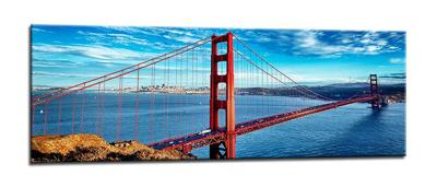 Schilderij - San Francisco Golden Gate, 120x40cm. incl ophang haakjes