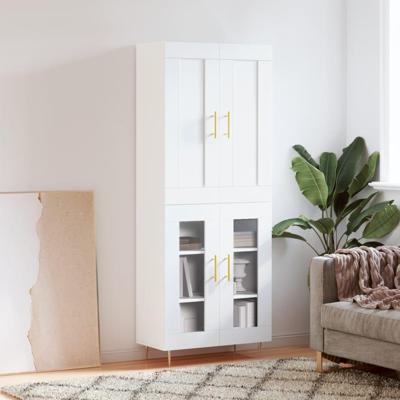 Hoge kast 69,5x34x180 cm bewerkt hout wit