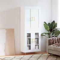 Hoge kast 69,5x34x180 cm bewerkt hout wit - thumbnail