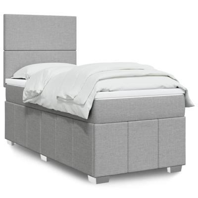 Boxspring met matras stof lichtgrijs 140x200 cm - thumbnail