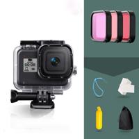 Voor GoPro HERO8 Zwarte 45m waterdichte behuizing beschermhoes met gesp Basisbevestiging & Schroef & (Paars Rood Roze) Filters & Drijvende Bobber Gr - thumbnail