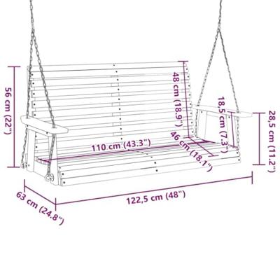 VidaXL Tuinschommelbank met metalen kettingen massief vurenhout bruin