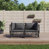 2-delige Loungeset met kussens staal antracietkleurig - thumbnail
