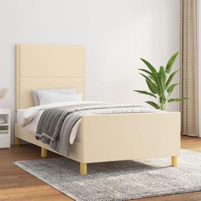 Bedframe zonder matras 90x190 cm stof crèmekleurig