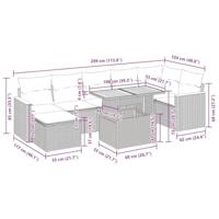 8-delige Loungeset met kussens poly rattan grijs - thumbnail