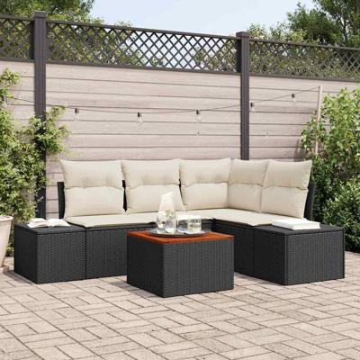 Tuinbankenset met kussen 5 pcs Zwart poly rattan