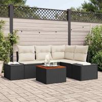 Tuinbankenset met kussen 5 pcs Zwart poly rattan - thumbnail