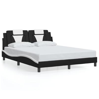Bedframe "Viana" zonder matras kunstleer zwart en wit 160x200 cm - thumbnail
