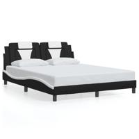 Bedframe "Viana" zonder matras kunstleer zwart en wit 160x200 cm - thumbnail