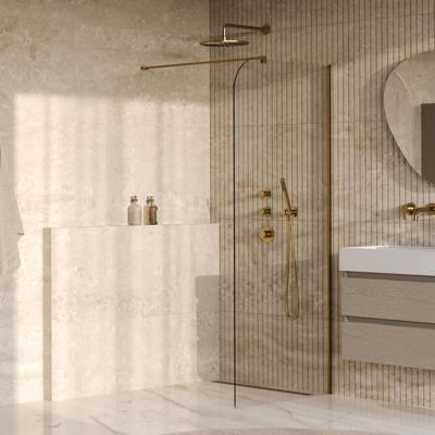 BRAUER Orion inloopdouche helder glas 90x200 incl. glascoating Geborsteld Goud PVD