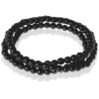 Zwarte houten kralen ketting 90cm - thumbnail