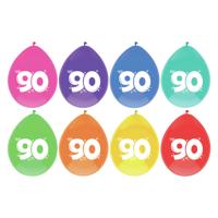 Ballonnen 90 Jaar kleurenmix - 8 Stuks - thumbnail