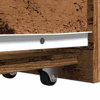 Badkamerkast smal met wielen bewerkt hout oud houtkleurig - thumbnail