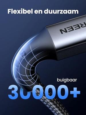 USB-C-kabel - UGREEN - 1 m datakabel - 60 W - Nylon - PD - Zwart