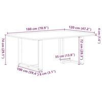 Eettafel met natuurlijke rand 180x120x74 cm massief eikenhout - thumbnail