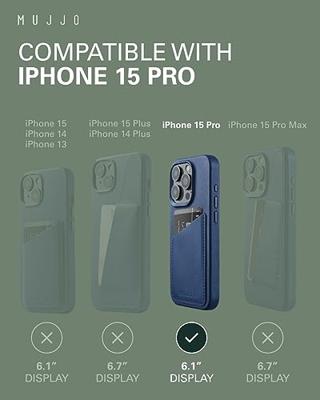 Mujjo Leather Wallet Case iPhone 15 Pro blauw