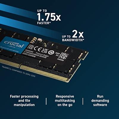 Crucial CT2K24G56C46S5 Werkgeheugenset voor laptop Retail DDR5 48 GB 2 x 24 GB On-die ECC 5600 MHz 262-pins SO-DIMM CL46 CT2K24G56C46S5 - thumbnail
