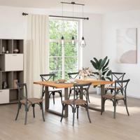 Eettafel rechthoekig 180x120x74 cm massief eikenhout lichtbruin - thumbnail