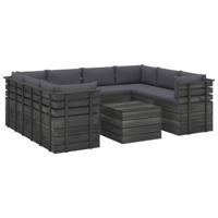 vidaXL 9-delige Loungeset met kussens pallet massief grenenhout - thumbnail