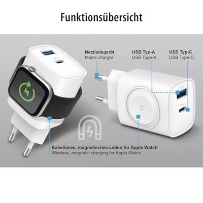 Eaxus Ladestation 3in1 USB-laadstation 22.0 W 1x USB-A, 1x USB-C, 1x Apple MagSafe Fast Charge, Magsafe Wit Binnen Wireless Charger, Snellader Eaxus Ladestation 3in1 USB-laadstation 22.0 W 1x USB-A, 1x USB-C, 1x Apple MagSafe Fast Charge, Magsafe Wit Binnen Wireless Charger, Snellader