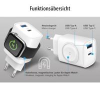 Eaxus Ladestation 3in1 USB-laadstation 1x USB-A, 1x USB-C, 1x Apple MagSafe Wit Binnen - thumbnail