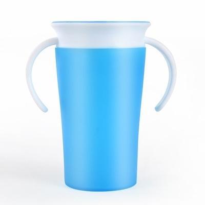 360 graden gedraaid baby leren drinkbeker met dubbele handvat Flip (blauw) 360 graden gedraaid baby leren drinkbeker met dubbele handvat Flip (blauw)