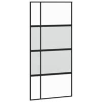 VidaXL Schuifdeur 102,5x205 cm gehard glas en aluminium zwart - thumbnail