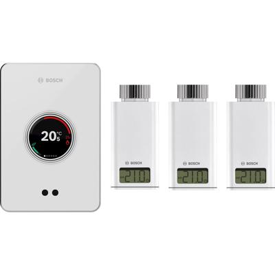 Bosch EasyControl set m. 1x Single slimme kamerthermostaat en 3x Smart radiatorthermostaatkop wit 7736701393