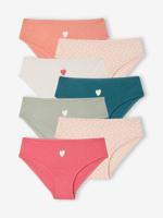 Set van 7 slipjes for girls hart biologisch katoen fuchsia - thumbnail