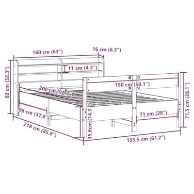Bedframe zonder matras massief grenenhout wit 150x200 cm