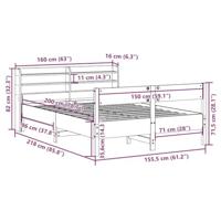 Bedframe zonder matras massief grenenhout wit 150x200 cm - thumbnail