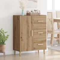 Dressoir artisanaal eikenkleurig 34 x 69,5 x 90 cm Bewerkt hout - thumbnail