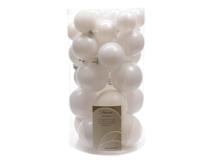 30 Kerstballen plastic glans-mat-glitter assorted winterwit KSD - Ksd - thumbnail