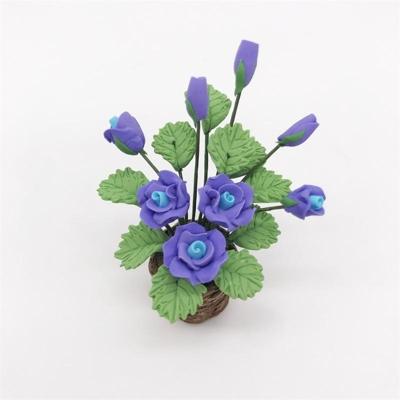 1:12 Mini huis speelgoed simulatie paarse rose bloemen model Toy (paars)