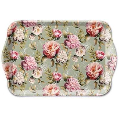 Ambiente Tray Peonies composition green