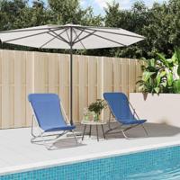 Strandstoelen 2 st textileen en gepoedercoat staal blauw - thumbnail