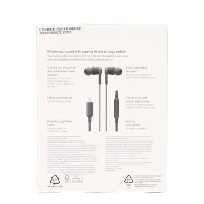Belkin SoundForm iPhone Kopfhörer mit Lightning Connector (Lightning-Ohrhörer für iPhone 12, 12 Pro, 12 Pro Max, 12 mini, 11, 11 Pro, 11 Pro Max, XS Max, XS, X, SE, 8 Plus, 8, 7 Plus, 7), Schwarz